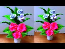 beautiful flower bouquet making with paper / diy flower bouquet