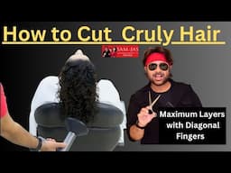 How to Cut Curly Hair , Maximum Layers with Diagonal Fingers by Jas Sir  Sam and Jas Hair Academy