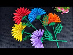 NEW !! 🌺Beautiful Paper Flower Making | Paper Crafts For School | Paper Craft | Home Decor Crafts