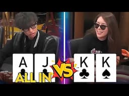 Poker Queen With POCKET KINGS for a Large POT at Intense Live Cash Game