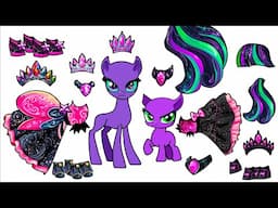 MLP Paper Craft- Evil Ponies and their Descendants  in Dark Kawaii style Royal dresses-Fashion Video