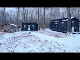 Our first taste of winter at the off grid cabins. Time to burn the brush pile