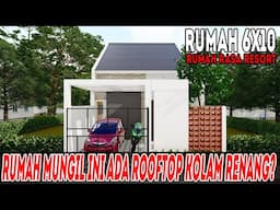 Desain rumah dengan kolam renang dibawah lantai 1 dan rooftop