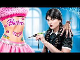 Superhero Tattoo Studio! Good Barbie vs Bad Wednesday Addams! My Magic Tattoo Grants Wishes!