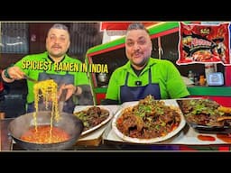 trying Delhi Famous Bunty Meat Wala's New Recipes Super Spicy Korean Buldak Chilli Meat Curry & more