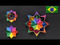 Estrela de Origami Modular que se Transforma - Tutorial PT-BR