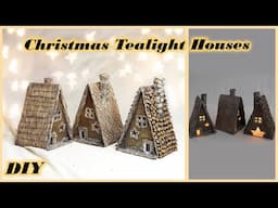 TEALIGHT HOUSES from cardboard | Christmas décor