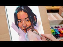 Portrait Painting Process in Gouache