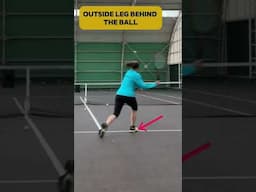 Key for an aggressive #tennisvolley is to drive off the outside leg into the ball