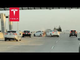 FULL SELF-DRIVING TESLA VS HORRIFIC HIGHWAY CRASH!