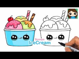 How to Draw Ice Cream Sundae Scoops in a Cup 🍨