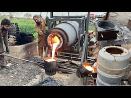 Rebuilding Truck Wheels Brake Drum from Old Diesel Engine Block