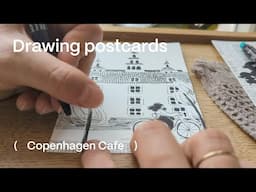 Artist diaries ♡ Drawing postcards in Copenhagen (Café ASMR)