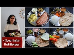 4 Veg Thali Recipes | Restaurant style guest thali recipes | Veg thali in 40 mins