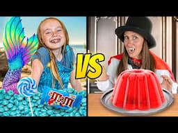 Eating Only One Color for 24 Hours! Mermaids vs Vampires!