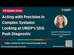 Acting with Precision in Complex Systems Looking at UNDP’s SDG Push Diagnostic with Laurel Patterson