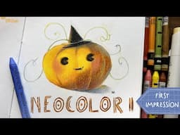 NEOCOLOR II pastels first impressions: cute pumpkin drawing 🎃