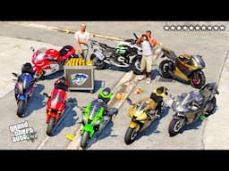 🔥GTA 5 -  Stealing Super Luxury Motorbikes with Trevor! ( Real LIfe Bikes #08)