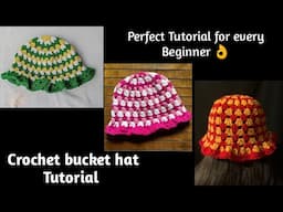 Crochet ruffle hat tutorial / Crochet granny square bucket hat / Crochet bucket hat