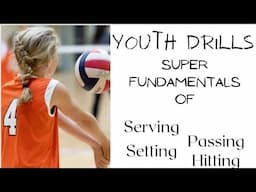 youth volleyball skill drill stations- (using cones and baskets) serving, passing, setting, hitting