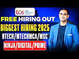 TCS Free NQT 2025 Announced | BE/Btech, Me/Mtech, MCA, MSC | Ninja, Digital & Prime