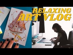 Relaxing Art Vlog:  Baba Yaga Illustrations, Patreon monthly art mail and Tattoo design