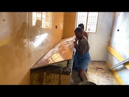 Awesome! Kitchen Countertop Granite Accurately Installation With Sink-Using by sand and cement mixer