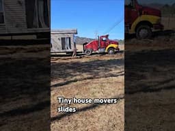 TINY HOUSE MOVER SLIDES ALMOST LOSING CONTROL 😬😬😬😬😬