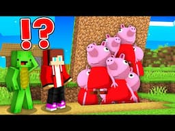 JJ and Mikey found SCARY PEPPA PIG FAMILY Secret Security Passage in Minecraft Maizen