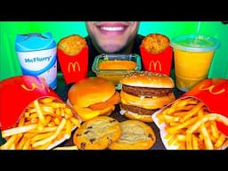 ASMR MCDONALDS WITH CHEESE SAUCE MUKBANG JERRY OREO MCFLURRY BIG MAC HASH BROWNS BIG BITES NO TALK