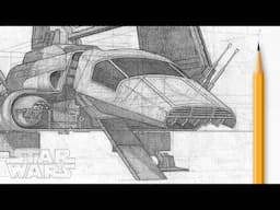 Lambda-Class T-4A Shuttle - (Star Wars) Perspective Drawing Time-Lapse