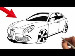 How to draw Alfa Romeo - Easy Super Car Drawing - Alfa Romeo Car