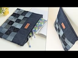 DIY Quilted Patchwork Denim Bag Out of Old Jeans Fabric Scraps | Bag Tutorial | Upcycled Craft