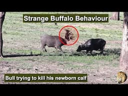 African Buffalo Bull Trying To Kill Newborn Calf: Strange Behaviour In The Wild