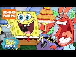 Bob Esponja | 4 HORAS no Siri Cascudo 🍔 | Bob Esponja em Português