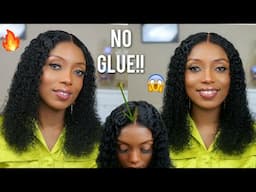 NO WORK NEEDED! 100% GLUELESS PRE CUT & PRE PLUCKED CURLY CLOSURE WIG INSTALL | FT WEST KISS HAIR  