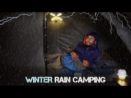 Solo Camping In Heavy Rainstorm & Freezing Cold -5°C | Winter Rain Camping | Camping Video