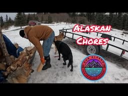 Off Grid Alaska Chores Around the Homestead | Falling on Ice