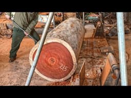 Watch a 65-Year-Old Master Craftsman Tackle a 2.15m Log: Insanely Dangerous Woodworking Challenge!