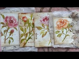 Watercolour roses, vintage ephemera