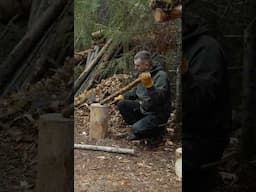 Part 3 - Built PERFECT Bushcraft SAWBUCK (SAWHORSE) from LOG & Resin TORCH near my FOREST HUT