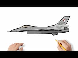 How to draw F-16 FIGHTER JET / drawing f16 fighting falcon American airplane step by step