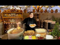 POZOLE ROJO CON POLLO, TAQUITOS DE POLLO, Y CARLOTA DE GUAYABA!