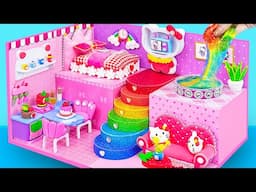 How To Make Dream Pink Princess House with Twinkle Rainbow Slime Pool from Cardboard |DIY Mini House