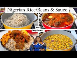 How to make Nigerian Rice and Beans with pepper Sauce for beginners | step by step