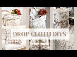 Drop Cloth DIYS You’ll WANT TO TRY | Shabby Book Cover | Fringed Pillow | Frilly French Tote Bag