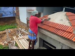 Amazing! Terracotta Tile  installation on Temple Construction-Using by sand and cement mixer