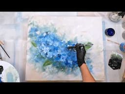 Step-by-Step Abstract Hydrangeas with Acrylics – My First Attempt!