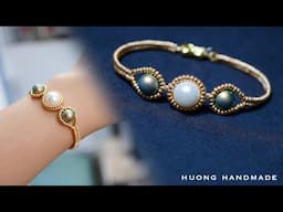 Easy pearl jewelry making at home. Pearl beaded bracelet. Beading tutorial