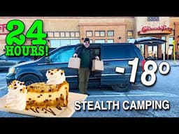 Eating at The Cheesecake Factory for 24 Hours -18º Winter Stealth Camping in a Minivan Camper